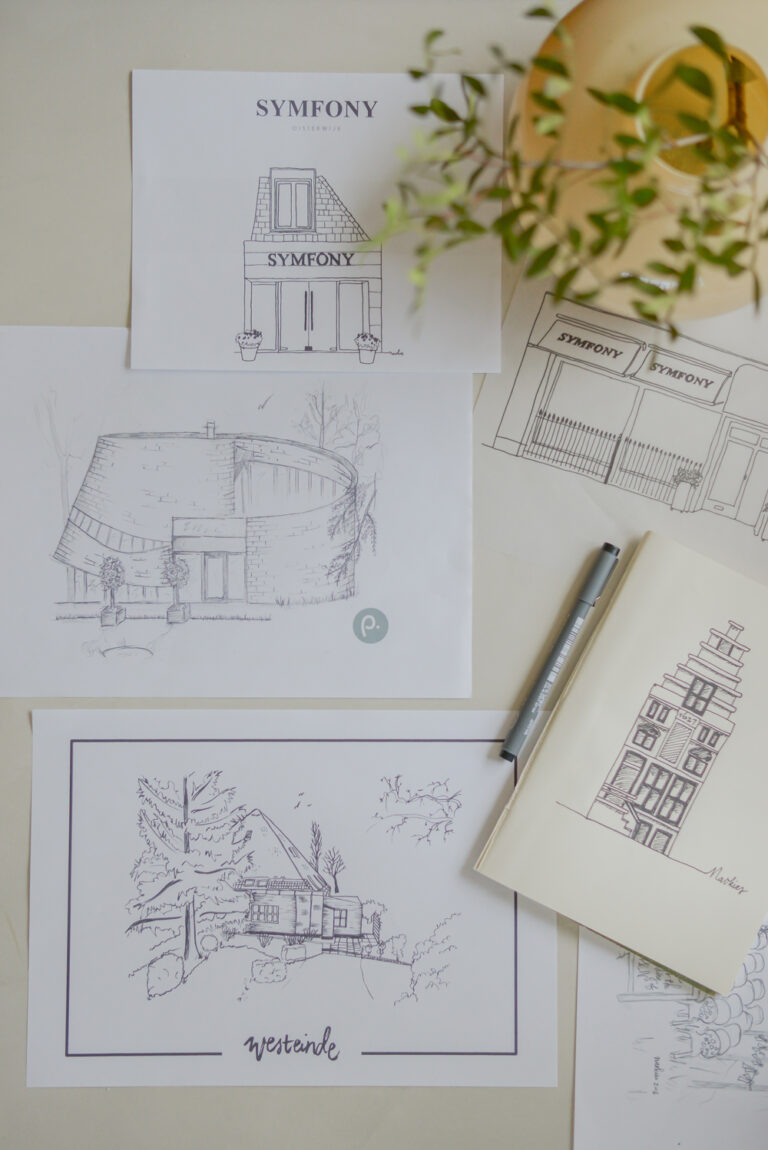 Illustratie flatlay lijntekeningen Studio Naokies foto Binti Home